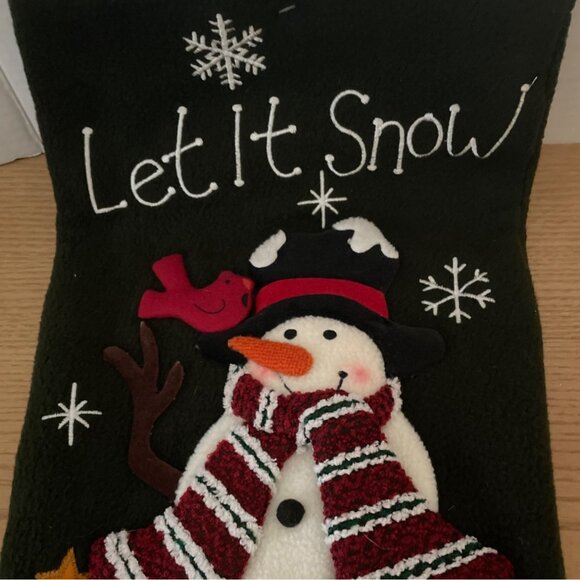 Christmas Stocking 3D Snowman Green Let It Snow Embroidery Cardinals Huge 27 in - Picture 3 of 8